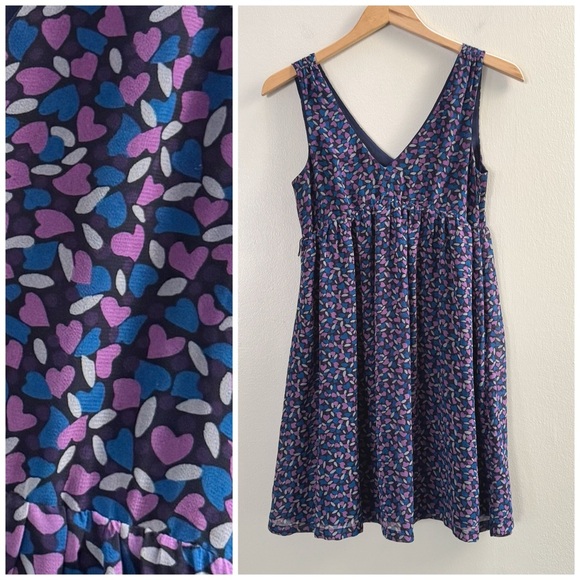American Eagle Outfitters Dresses & Skirts - American Eagle Babydoll Heart Blue Purple Sleeveless Empire Waist Mini Dress